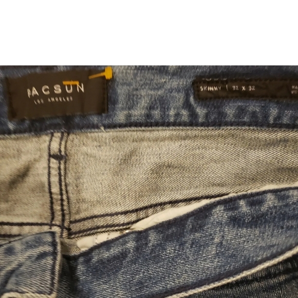 PacSun Skinny Jeans Denim Mens Size 32x32 Cotton Blend Distressed Ripped - Picture 4 of 12